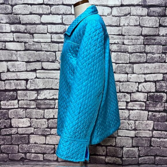 Quacker Factory Aqua Long Sleeve Quilted Jacket Size L - Picture 4 of 8